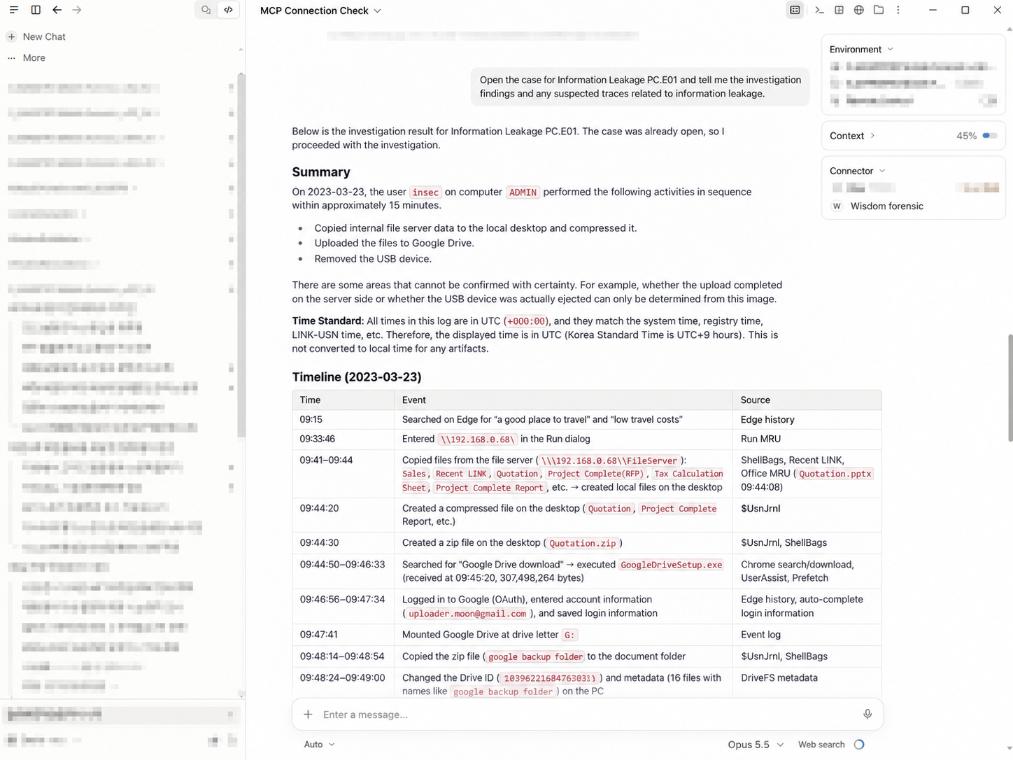 Investigate a WiSDOM case from Claude Desktop via MCP