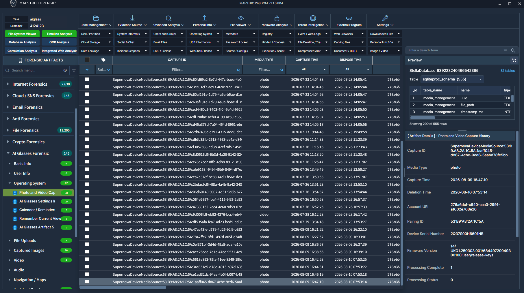 Time-based photo / video capture record analysis